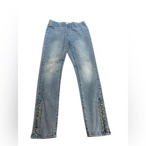Soft Surroundings Light Wash Denim Metro Snap Up Ankle Leggings Jeans Size XS